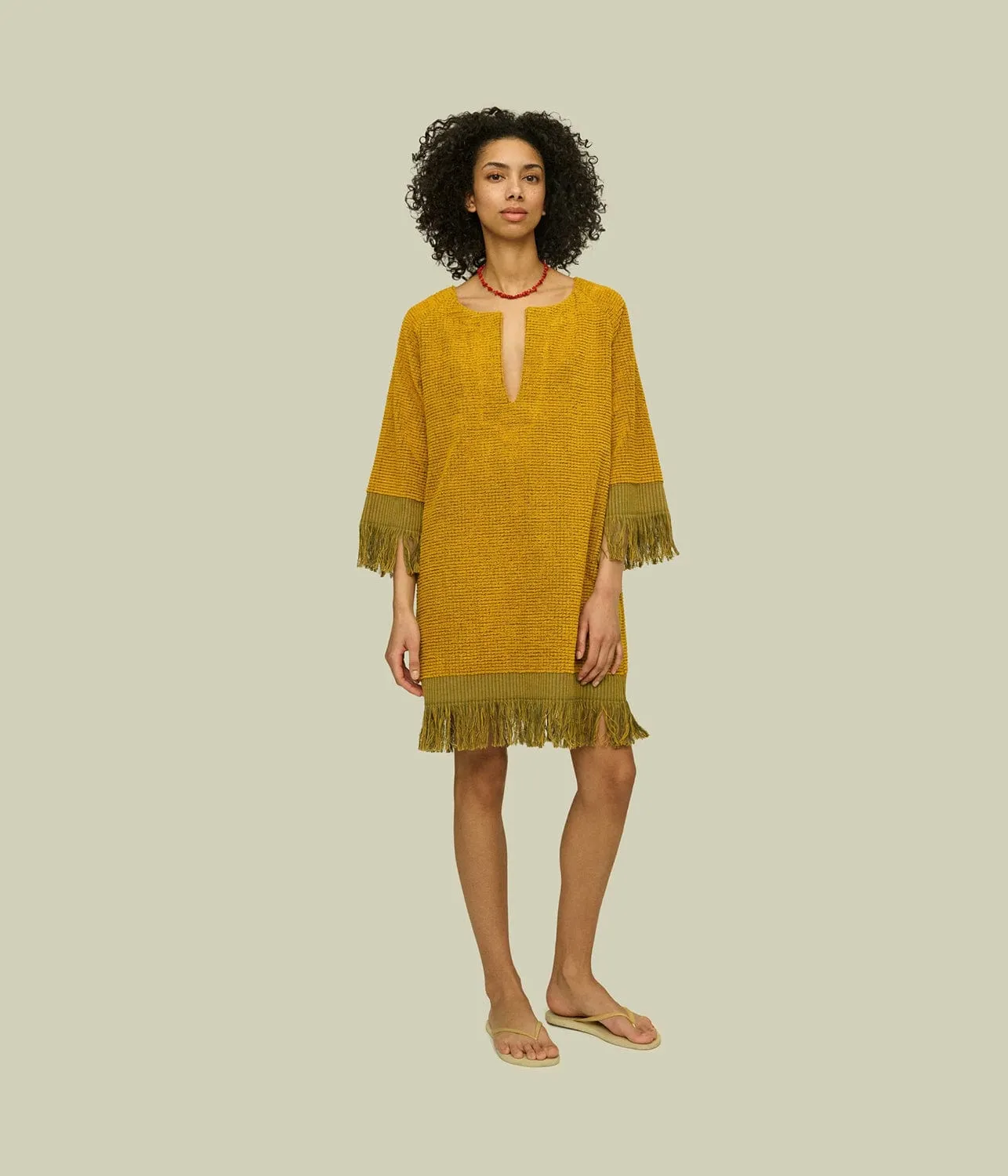 ODILIA TERRY DRESS- MUSTARD