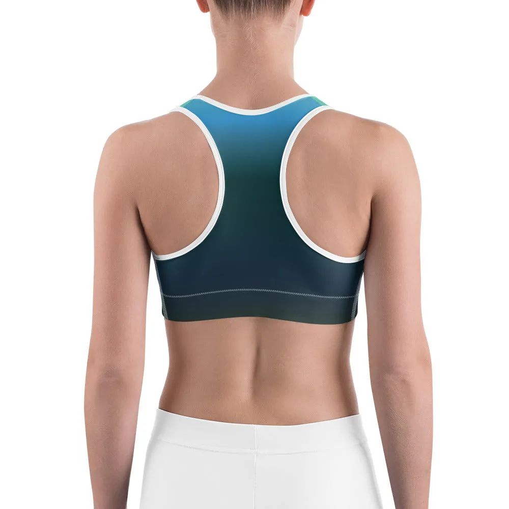 Olive Blue Gradient Sports Bra for women, Workout Bra, Athletic Bras