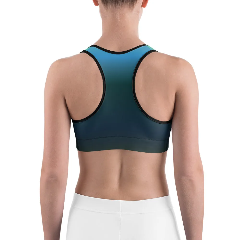 Olive Blue Gradient Sports Bra for women, Workout Bra, Athletic Bras