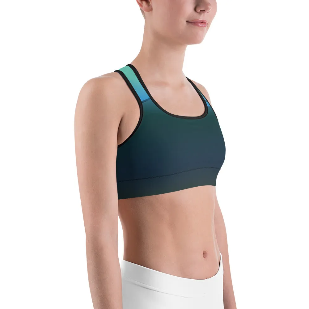 Olive Blue Gradient Sports Bra for women, Workout Bra, Athletic Bras