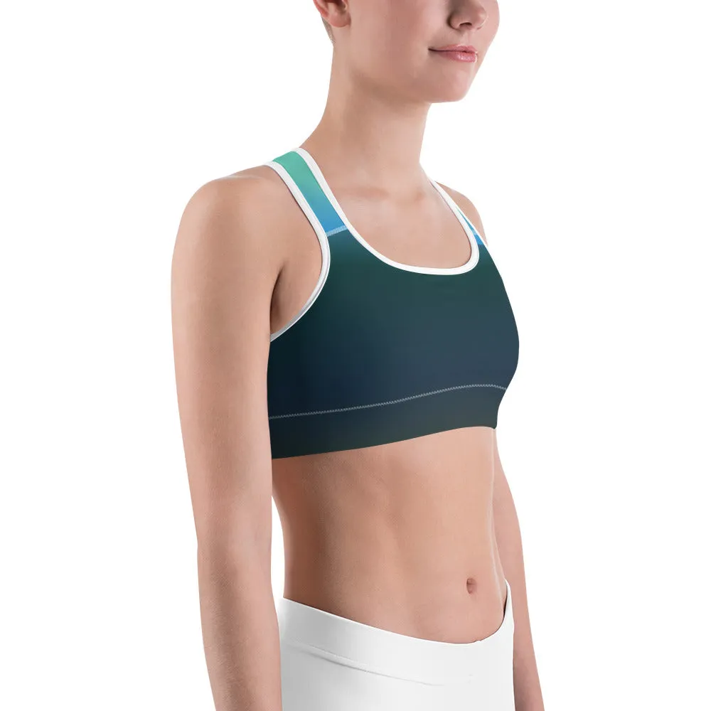 Olive Blue Gradient Sports Bra for women, Workout Bra, Athletic Bras