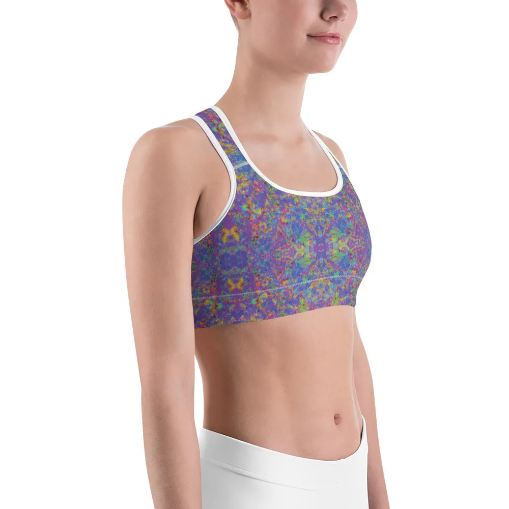 Paint Splatter Rainbow Sports Bra for women, Workout Bra, Athletic Bras