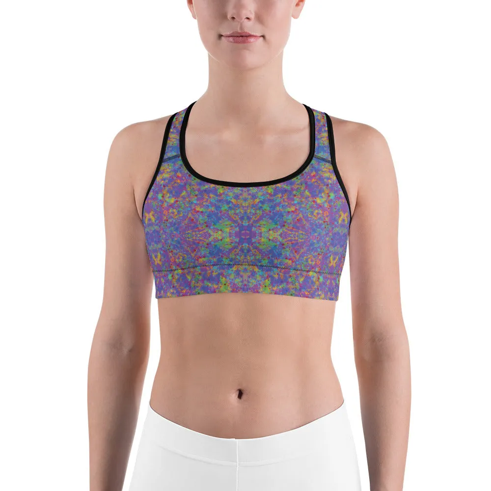 Paint Splatter Rainbow Sports Bra for women, Workout Bra, Athletic Bras