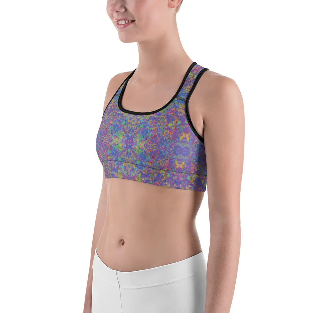 Paint Splatter Rainbow Sports Bra for women, Workout Bra, Athletic Bras