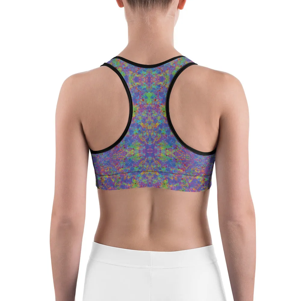 Paint Splatter Rainbow Sports Bra for women, Workout Bra, Athletic Bras