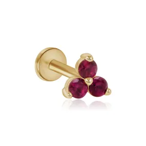 Pink Ruby Trinity Cluster Flat Back Earring