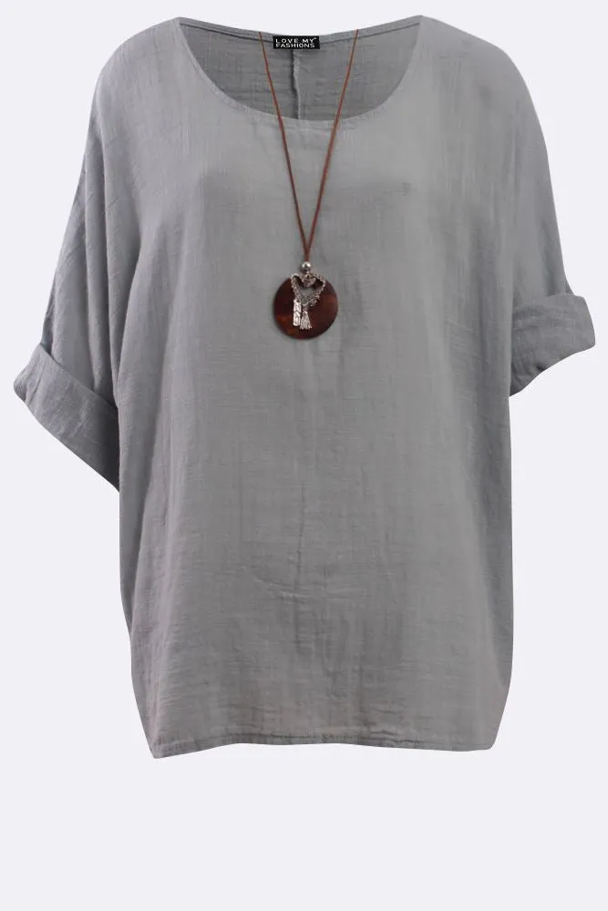 Plain Necklace Tunic Top