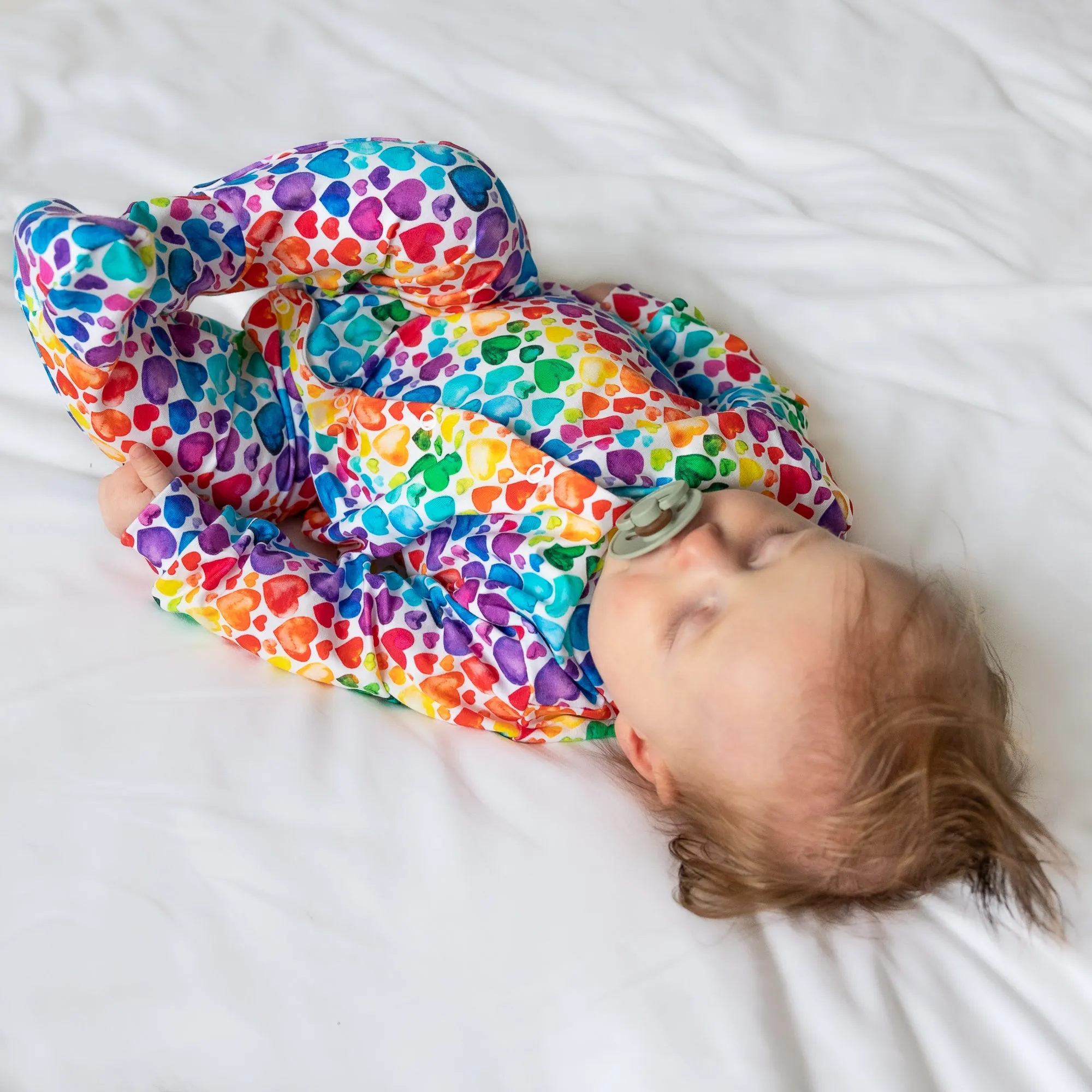 Rainbow Heart cotton sleepsuit