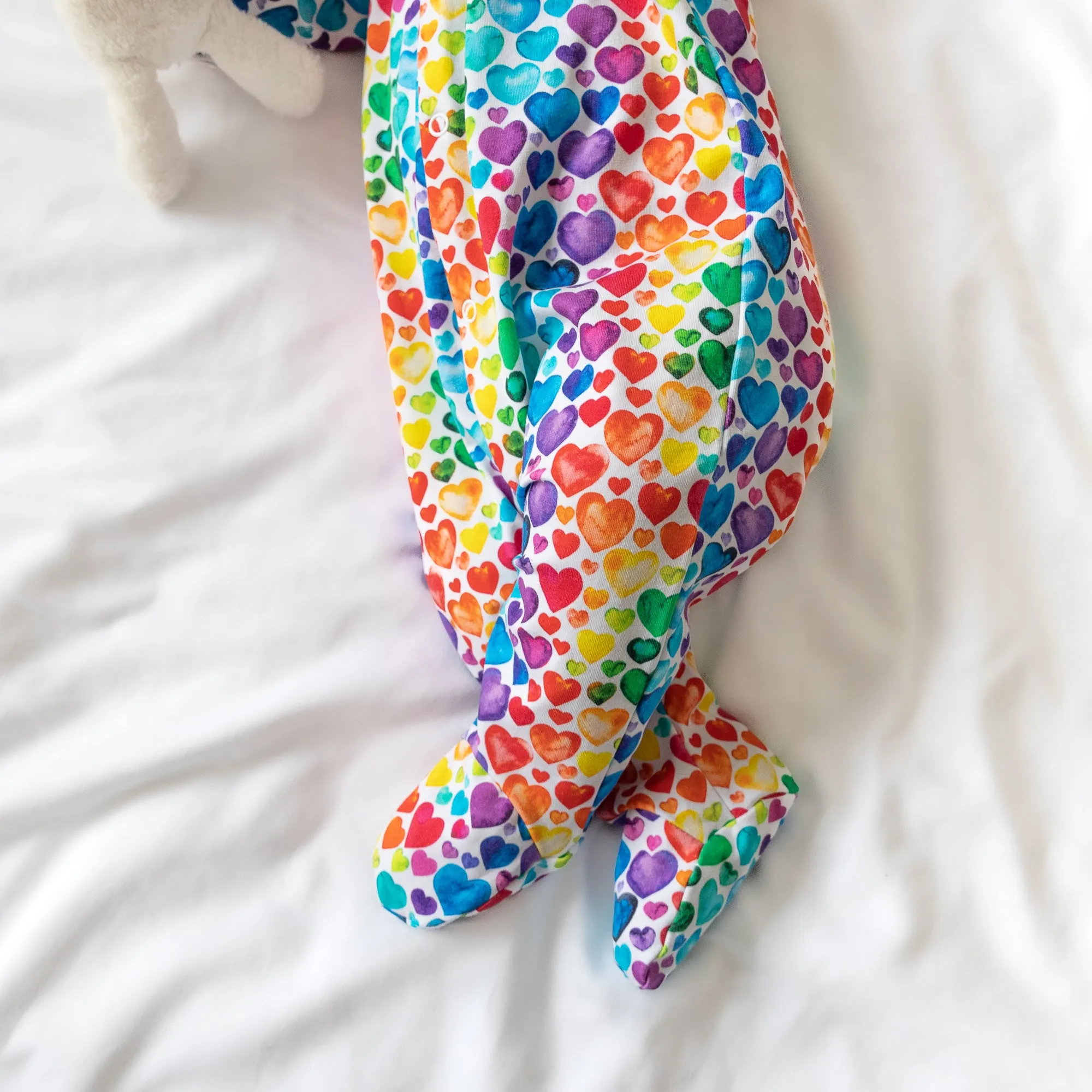 Rainbow Heart cotton sleepsuit