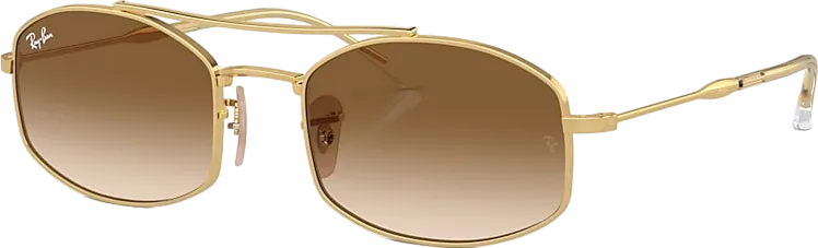 Ray-Ban Orb3719 Gold / Brown Gradient Oval Sunglasses In Case BNWT