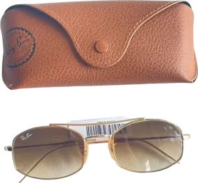 Ray-Ban Orb3719 Gold / Brown Gradient Oval Sunglasses In Case BNWT