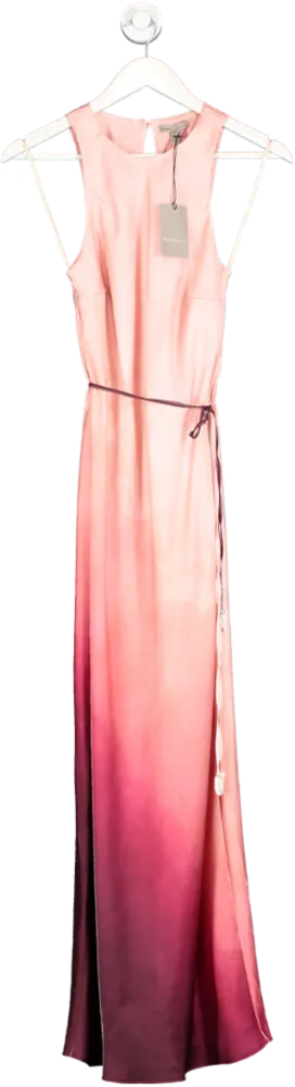 River Island Pink Belted Ombre Slip Midi Dress BNWT UK 8