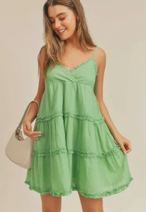 Sadie & Sage - Tiered Mini Dress Green