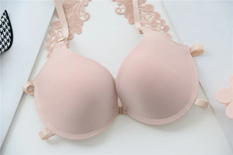 Sexy styling lace lace B cup bra back front buckle bra with steel ring