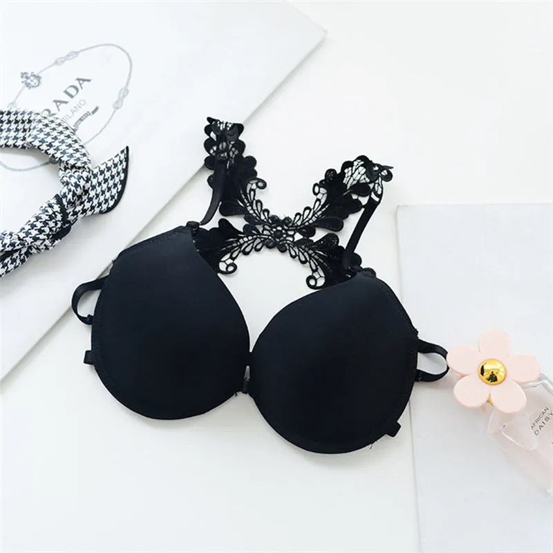 Sexy styling lace lace B cup bra back front buckle bra with steel ring