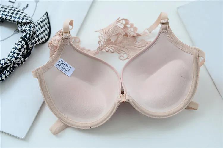 Sexy styling lace lace B cup bra back front buckle bra with steel ring