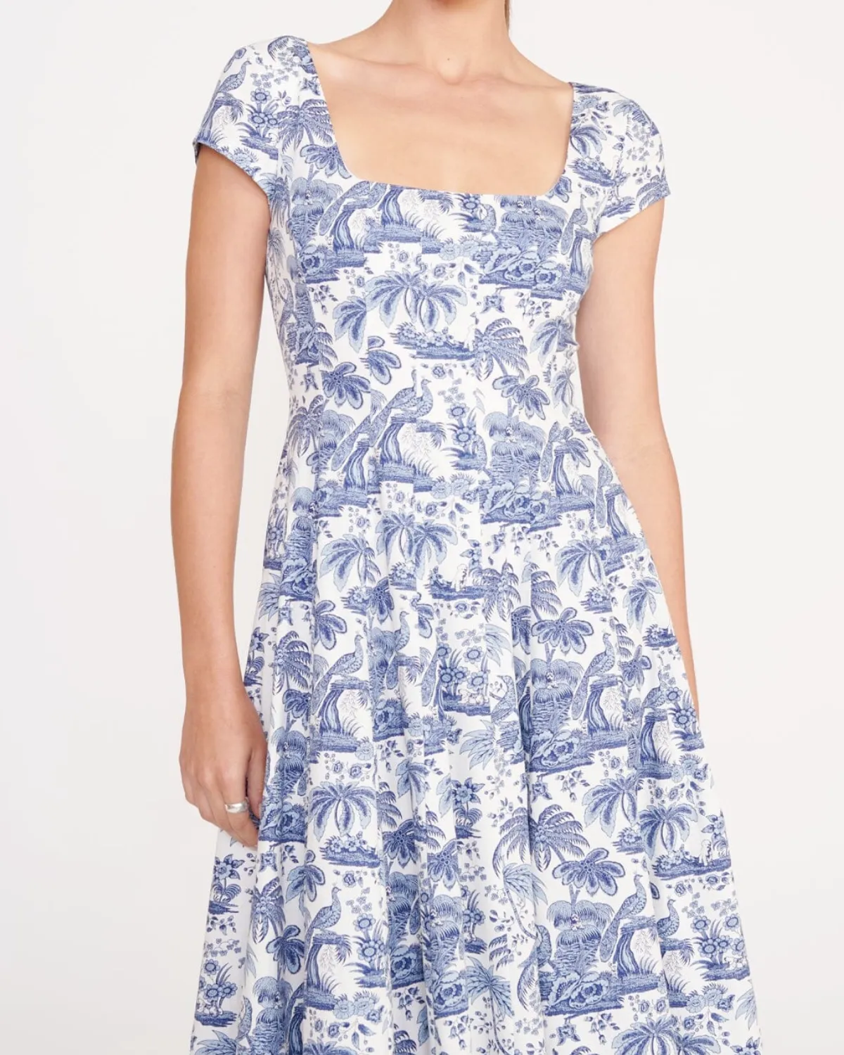 Short Sleeve Wells Dress (Blue Toile)