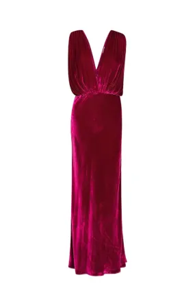 Travis Velvet Dress| Fuchsia