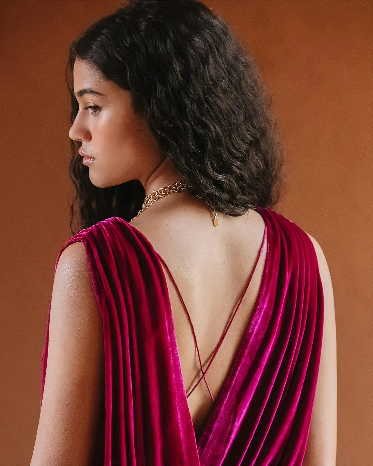 Travis Velvet Dress| Fuchsia